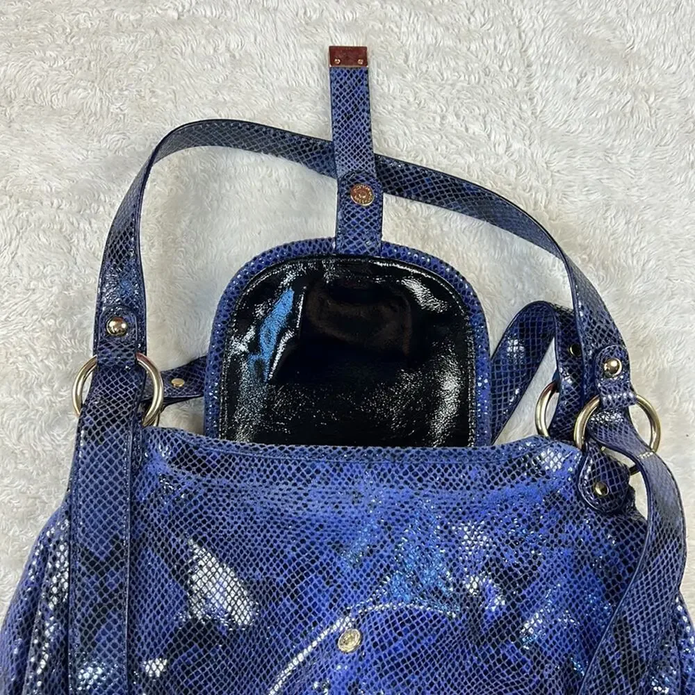 Michael Kors Brimfield python blue snakeskin shoulder bag hobo purse,‎ large